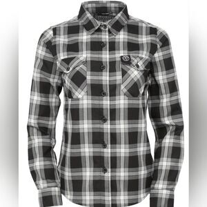 Dixxon | Pennywise Full Circle Flannel Plaid Black White Grey Classic Women 2X